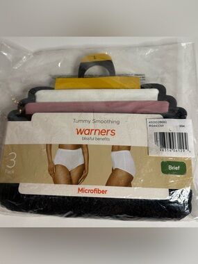 Warner's Microfiber Tummy Smoothing Briefs - White, Pink, Black